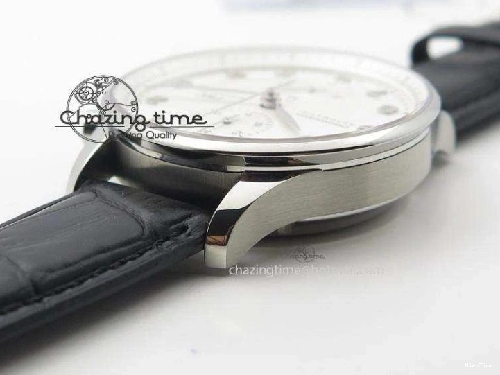 MIROTIME 0401 Casual Portuguese IW371405 ZF 1:1 Best Edition SS White Dial Silver Markers On Black Leather Strap A 7305